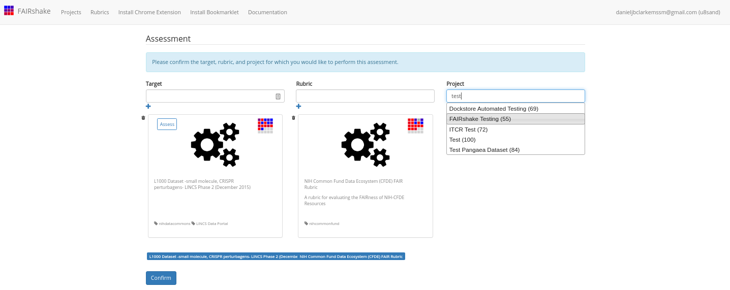 Selecting the FAIRmetrics project